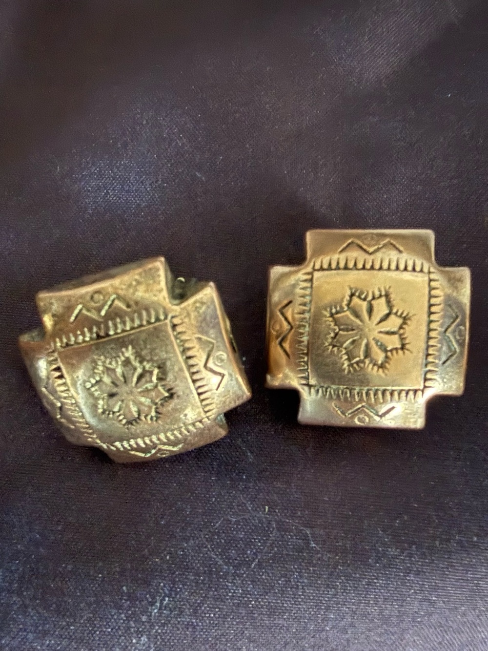 Southwestern style Copper-toned Clip-On Earrings with Floral Medallion